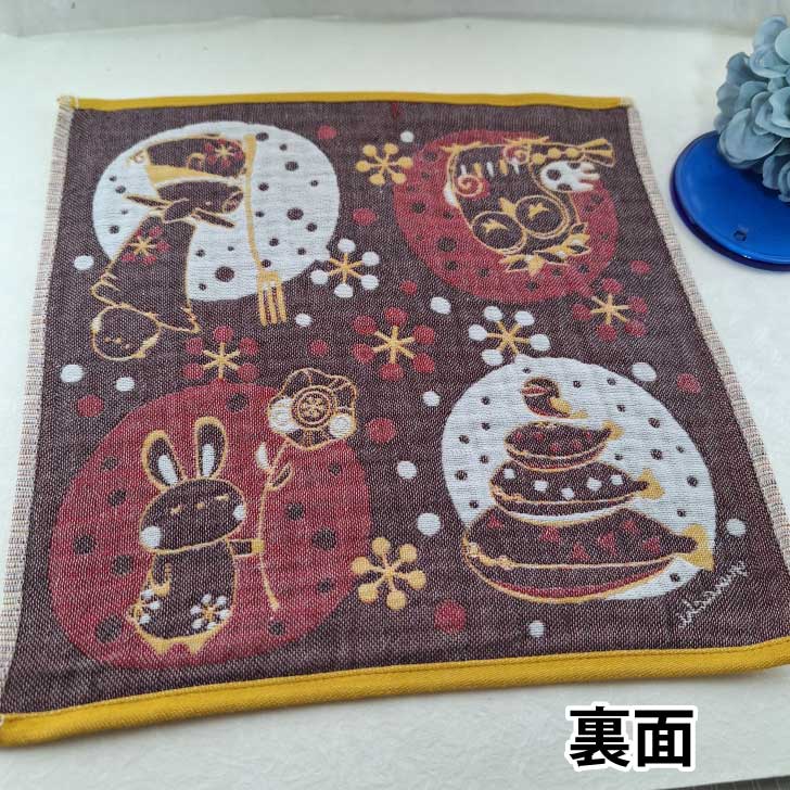 ガーゼハンカチ イエロー 黄色　赤ちゃんにも優しい　出産祝いにも　梟 フクロウ ウサギ シマエナガ サカバンバスピス ブタ などの商品画像 3