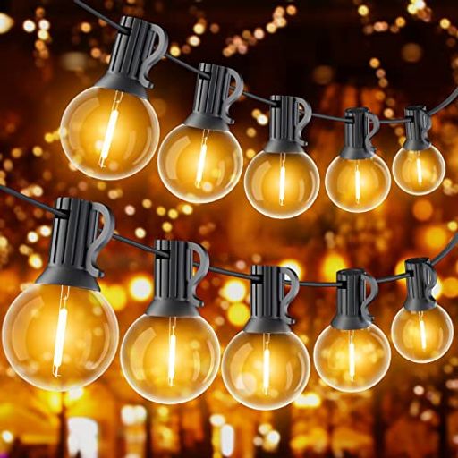 ストリングライト防雨型18Mイルミネーションライト電球色30+1個G40LED電球付E12口金破損しにくい連結可能ガーデンライト誕生日パーティー飾りライト学園祭クリスマスハロウィン電飾GLUROO