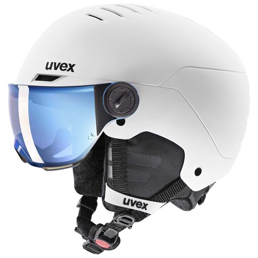 UVEX(ウベックス) 子供用 スキースノーボードバイザーヘルメット マットカラー ダイヤル式サイズ調整 ROCKET JR VISOR ホワイト/ブラックマット 54-58 CM