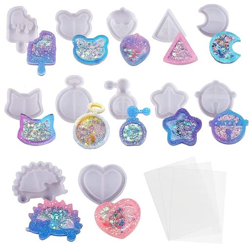 YFFSFDCシリコンモールド流れ砂型レジン型12個セットPPシート3枚付きシェイカーモールドソフトモールド..