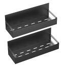 TOSKIマグネット調味料ラック2個セット超強力磁石ラック壁掛け水切り約W29.5xD10xH10CMスパイスラックキッチンマグネット収納棚冷蔵庫サイドラック2段式ブラック(3)