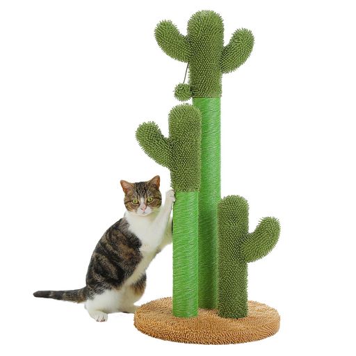 PAWZRoad猫爪研ぎ爪研ぎポールサボテンつめとぎ爪かき縦置きネコかわいいおもちゃ猫爪研ぎタワー猫タワーカスが出ない多頭飼いケージ用運動不足人気高耐久サイザル麻紐組立簡単交換-高…