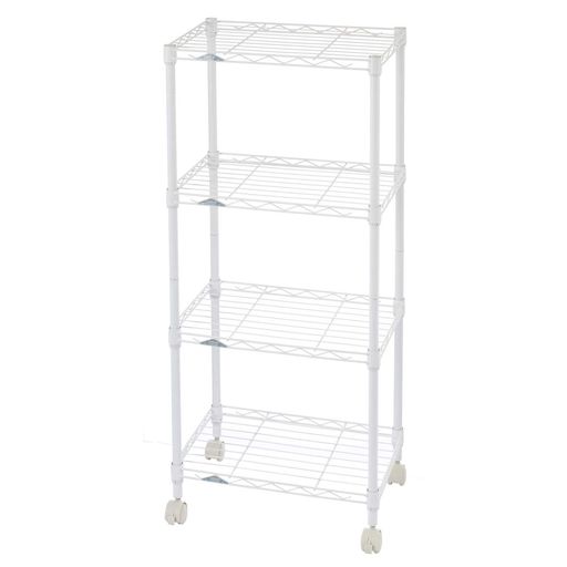 ドウシシャルミナスカラーラック白ホワイト4段幅45スリムオシャレでかわいいスチールラック棚収納全体..