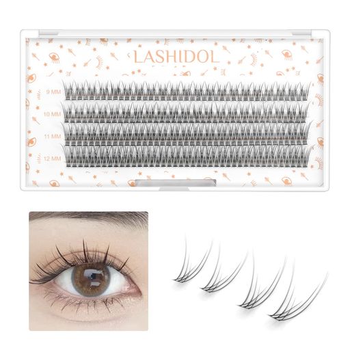 LASHIDOL部分つけまつげマツエクセルフつけまつげナチュラル人気DIYつけまつ毛簡単9~12mm(桜)(フィッシュテールまつげブラック)