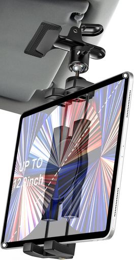 EXSHOW車載ホルダーサンバイザー車タブレットホルダー【1/4ネジ+超強力メタルクリップ】クリップ式タブ..