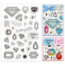PHPandaHallクリアスタンプダイヤモンド宝石レトロなデザインシリコンスタンプゴム印手帳用アンティーククラフトカード手紙装飾デコレーションレトロアルバム用