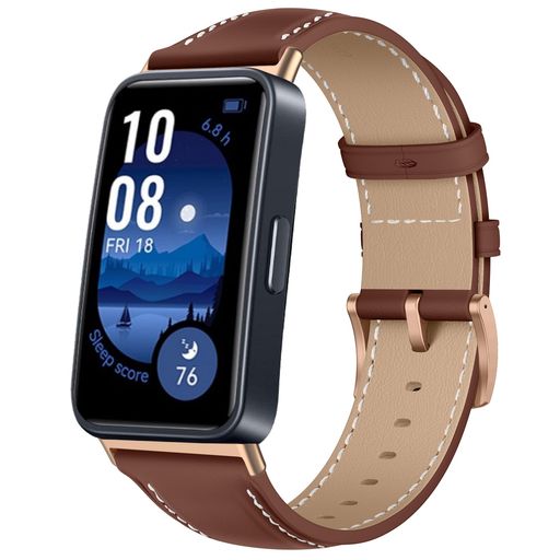 [LANQII] レザーバンド FOR HUAWEI BAND 9 / HUAWEI BAND 8 対応 バンド PUレザー素材 ベルト ソフト 柔軟性 ビジネス風 交換ベルト レディース&メンズ 革製ストラップ