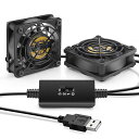 MAUKNCI USB ファン 6CM 2連 3段階風量調整 5V 小型 冷却ファン 強力 ミニファン 60MM(2)