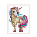 WOWDECORクロスステッチキット14CTプリント済み刺繍キットカラフルユニコーン馬初心者向けの簡単な刺繍セット図案印刷DIYCrossStitch