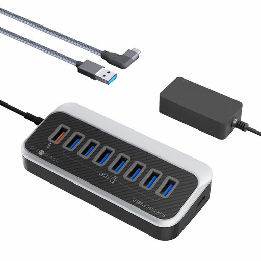 SETMSPACEusbハブ3.08ポート5Gbps高速転送usb3.0type-aポートケーブル100CM(7*USBA+1*USBA充電口)