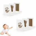 YFFSFDC赤ちゃん手形足形キット2セット汚れないインクベビーフレームギフト出産祝い新生児1歳誕生日成長記録猫犬手足型記念品ブラウン