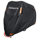 HOMWARM バイクカバー 300D厚手 防水 紫外線防止 盗難防止 収納バッグ付き (XXL ブラック)