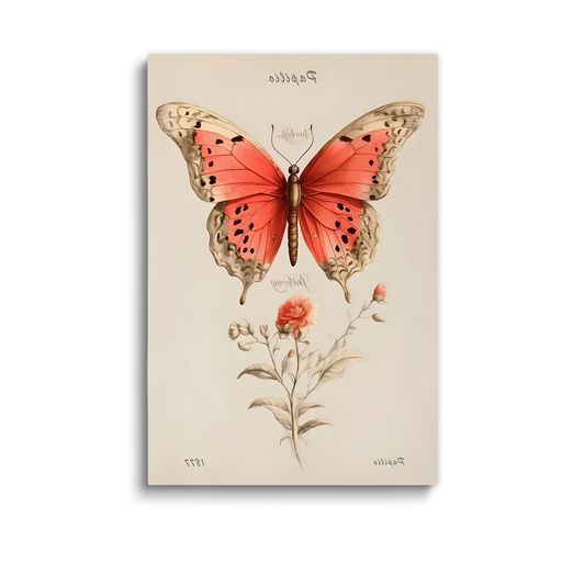 LAKELUUYAAポスターキャンバスアート復古蜘蛛蝶花昆虫イラスト額無し1点セットリビング壁飾りインテリ..