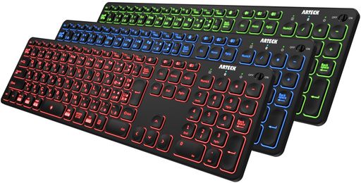 ARTECK 7色バックライト搭載 輝度調整可能 複数デバイス 無線 BLUETOOTH フルサイズ キーボード WINDOWS、IOS、IPAD ARTECK 7色バックライト搭載 輝度調整可能 複数デバイス 無線 BLUETOOTH フルサイズ キーボード WINDOWS、IOS、IPAD