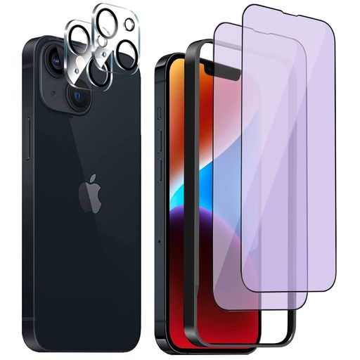 DZHFU【ブルーライトカット】iPhone14plus強化ガラスフィルム6.7インチ硬度9H強化ガラス滑らかなタッチ操作指紋付着防止飛散防止気泡防止全面保護フィルムガイド枠付き