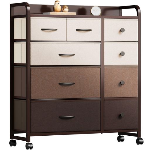 YeTomタンス収納チェスト洋服収納おしゃれ洋服タンスキャスター付き大容量衣装棚衣裝ケースリビング引き出し脱衣所棚衣類チェスト箪笥木製天板付き和風布製引き出し転倒防止安定感L83x…