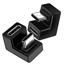 FINE-R USB TYPE C 方向 変換 アダプター U字 U型 180° 2個 セット USB3.1 高速充電 PD充電 データ同期 10GBPS タイプC TYPE-C 変換アダプタ 180度 オス メス USB C コネクター スリムデザイン(2)