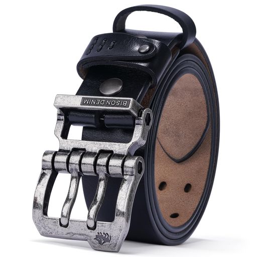 [BISONDENIM]ベルトメンズ本革大きいサイズメンズベルトカジュアル革ベルトジーンズ用ベルト作業用ベルト紳士用ベルト長さ調節可能長さ105cm~130cm化粧箱付き父の日プレゼント