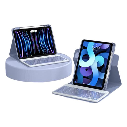 縦置きiPadAir11インチ(2024M2/2025M3)キーボードケースiPadAir第5/4世代iPadPro11(第4/3/2世代)キーボード付きカバー回転式ペン収納背面透明取り外し可能分離式マグネット紫灰