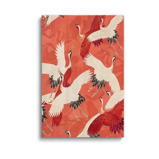 LAKELUUYAAウォールアートキャンバスアートパネル紅鶴北斎風青鷺額無し画芯リビング壁飾りインテリア(3..