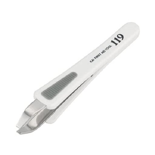 貝印KAIPCハンドル毛抜き先平ホワイトピンセット用すべり止め付KF1017