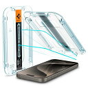 SpigeniPhone15ProMaxガラスフィルム貼り付けキット付き9H硬度ナノコーティング2枚入EZFitAGL06872