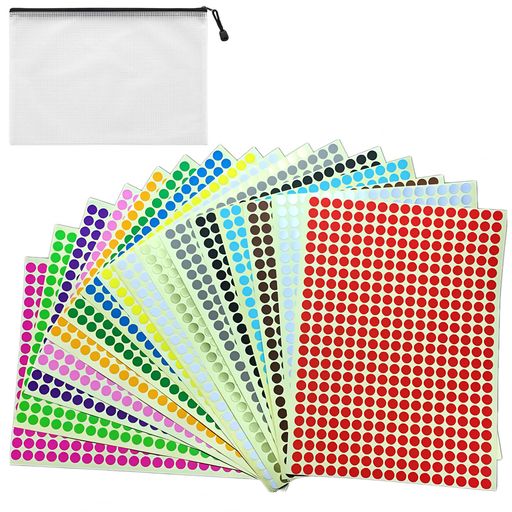 カラーラベル丸型13056片入り丸シール円形シール小さい直径6mm32シート16色ステッカーラベルシールファ..