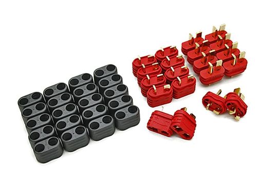[EMY] T型 2P コネクタ ハンダ部分にチューブ保護不要 (オス メス 10ペア) 24K 金メッキ