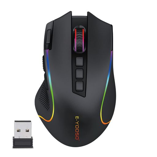 E元素2.4Gワイヤレスゲーミングマウス RGBバックライト付き 9つプログラム可能なボタン マクロ記録サイドボタン付き DPI調整可能 無線と有線の両対応マウス プロゲーマー用マウス
