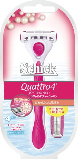 SCHICK(シック) シック SCHICK クアトロ4フォーウーマン ホルダー (替刃2コ付) 女性用 カミソリ 替刃(1コは本体に装着済み) SCHICK(シック) シック SCHICK クアトロ4フォーウーマン ホルダー (替刃2コ付) 女性用 カミソリ 替刃(1コは本体に装着済み)