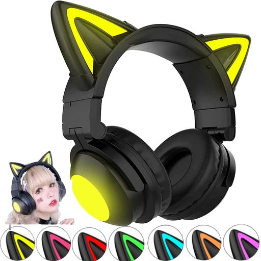 猫耳ヘッドホンゲーミングヘッドセットヘッドセットゲーミングヘッドホンBLUETOOTH5.0ヘッドホン猫耳ワイヤレスヘッドホン有線無線両用オーバーイヤーヘッドホンマイク内蔵ハンズフリー…