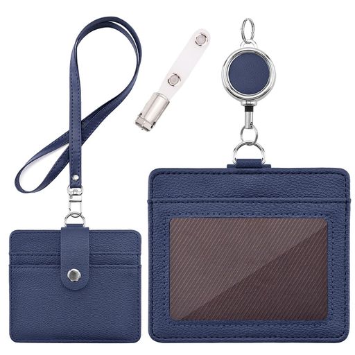 IDカードホルダー-横型&縦型IDカードケース社員証定期入れネームホルダー両面用名札パスケース胸ポケッ..