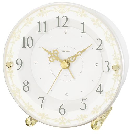 MAG(マグ)目覚まし時計置き時計かわいいおしゃれインテリアラインストーンアナログ静音連続秒針電子音..