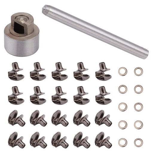 PHPandaHallブーツレースフック20セット真鍮安全靴紐のバックルインストールツール付きキャンプハイキ..