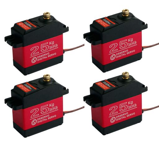 4PCSセットDS3225防水25KGデジダルサーボフルメタルデジタルステアリングサーボ25Tサーボアーム付きRC適用(270°)