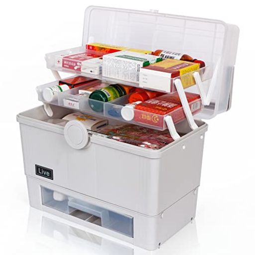 [2022年発売]LAMPTOP救急箱薬箱おしゃれ大容量かわいい4層折り畳み式取り出し付き薬収納薬入れ救急ボッ..