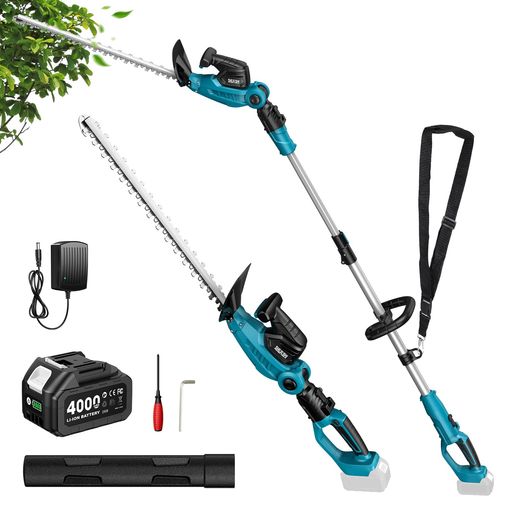 【2025新型】SEESIIヘッジトリマー充電式ポールヘッジトリマー1台2役たかえだ充電式剪定トリマー510mmのトリマー刈幅着脱伸縮式210-260cm長さ無段階調節と0°~135°ヘッジ角度調節4000mAh大容量バ…