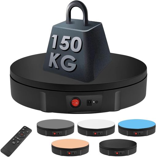 電動回転台ターンテーブル回転台150kg耐荷重直径30cm360°回転100-110v電圧リモコン付き回転式ディスプ..