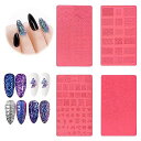 ADOFUNネイルアートモールドセットネイルスタンプマニキュアテンプレート4個3Dレリーフネイルプリントテンプレートネイルステンシルネイルアート道具サロンDIYソフトシリコンネイル彫刻…