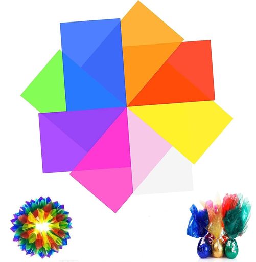 MUYYIKAセロファンカラーセロハン8色120枚セットセロハン紙子供達の工作DIY装飾梱包ステンドグラスアルバム作り卒業ギフトラッピング用手芸紙フィルム(15...