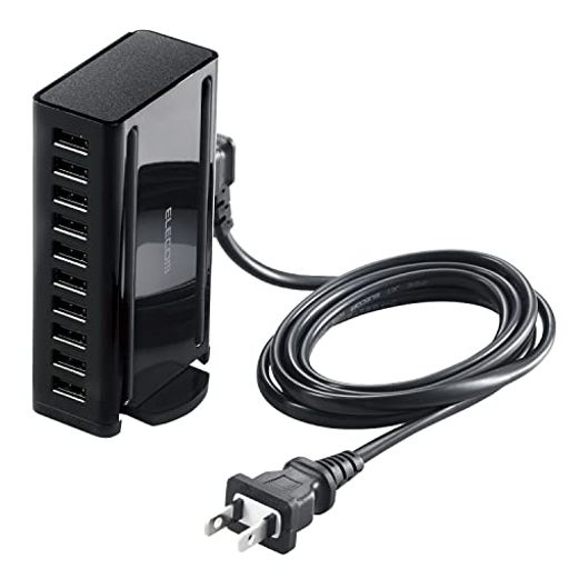 エレコムUSB充電器60W(合計最大出力)USB-Ax10【IPHONE15/ANDROID/各種タブレット対応】ACケーブル付属1.5MEC-ACD04BK エレコムUSB充電器60W(合計最大出力)USB-Ax10【IPHONE15/ANDROID/各種タブレット対応】ACケーブル付属1.5MEC-ACD04BK