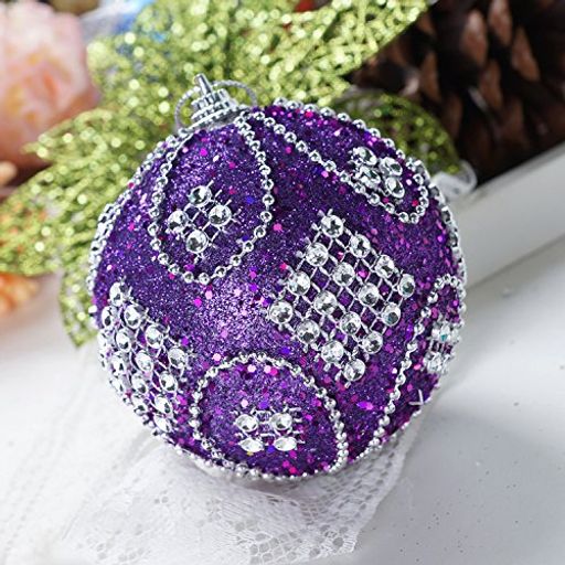 綺麗ダイヤモンドクリスマスオーナメントボールシルバー7個セット直径8cm北欧インテリアツリー飾り100%..