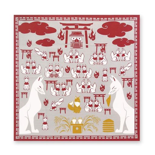 Miyamoto-Towel宮本kenema日本製大風呂敷90x90cm百千狐稲荷6559