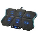 オーム電機 PCGEAR ノートパソコンクーラー 6ファン CPUファン CPUクーラー ノートPCクーラー ノートパソコンスタンド ノートPCスタンド 冷却 静音 PC-SCRGB-K 01-0045 OHM ブラック(2)