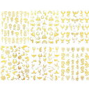 SHUBIAO6個ドラゴンフェニックスネイルステッカーチャイニーズスタイル防水粘着ネイルアートデカール(ゴールド)