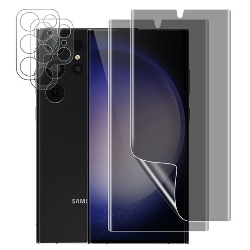 RoSokiSamsungGalaxyS23Ultra5G対応覗き見防止フィルム[2+2枚セット]保護フィルムプライバシー保護のぞき見防止指紋認証対応TPU素材カメラフィルム9H硬度カメラカバーSamsung