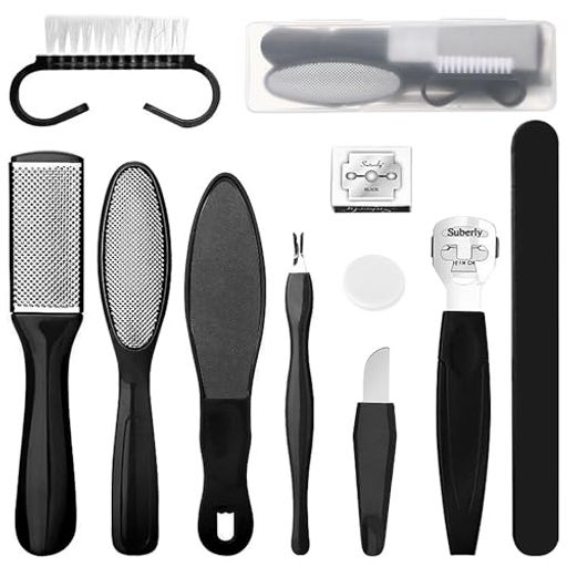 フットファイル角質リムーバー魚の目削り【10点セット】ステンレス鋼角質ケアフットファイル替刃10枚付..