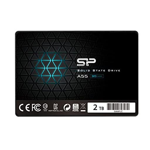SP SILICON POWER シリコンパワー SSD 2TB 3D NAND採用 SATA3 6GB/S 2.5インチ 7MM PS4 動作確認済 3年保証 A55シリーズ SP002TBSS3A55S25 ブラック