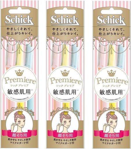 SCHICK(シック) シック SCHICK プレミア 敏感肌用 Lディスポ 3本入 × 3個 パック 【まとめ買い】 マイクロガード付 使い捨て 女性 カミソリ フェイス 顔 カオ メイク ウィメンズ レディース やさしくそれて、仕上がりキレイ。 セット