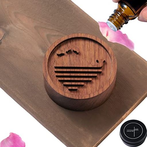 Oaecアロマストーン木製アロマディッシュ缶入り黒胡桃直径50mmx高さ20mm車載ポータブルアロマポットアロマすとーん無垢アロマウッド安眠瞑想アロマオイル芳香剤車アロマディフューザー…